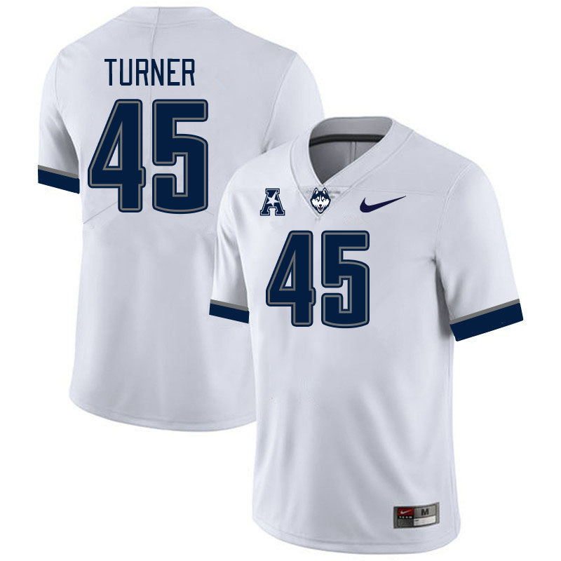Men #45 Seth Turner Uconn Huskies College Football Jerseys Stitched-White